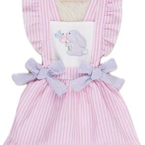 Charming Pink Striped Dress with Bunny and Bows
